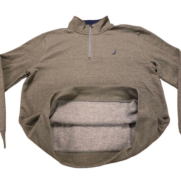 Nautica Sweater Men's Large Green Cotton Long Sleeve Logo Quarter Zip Pullover - Picture 13 of 16